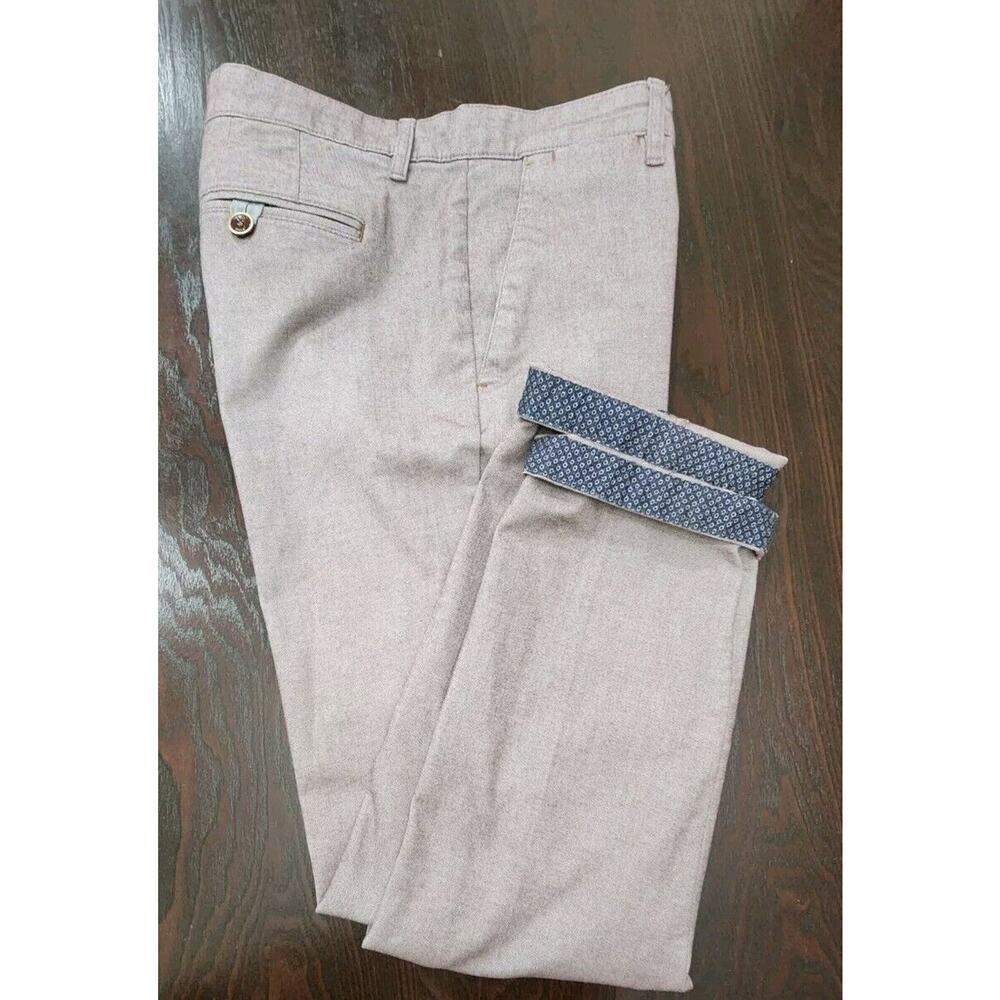 Ted Baker London Pants Mens 38R Flat Front Mid Rise Straight Leg Trousers Cotton - Picture 2 of 11